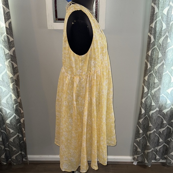J Crew Yellow Floral V Neck Dress SZ XL - Picture 7 of 11